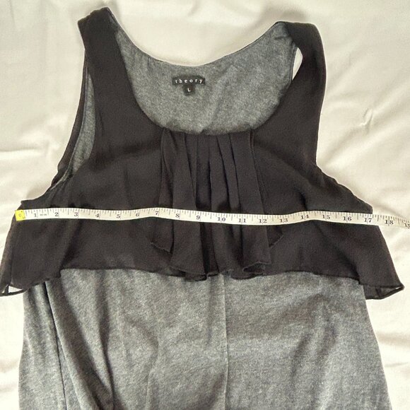 Theory Tank Top Women‎ L Blouse Black Cotton Silk Chiffon Sleeveless Saundera - Picture 6 of 12